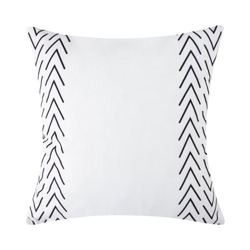 Lendsey Outdoor Square Pillow Cover, Black/White