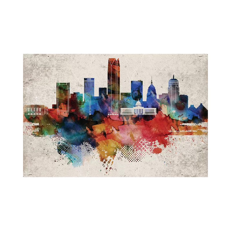 Oklahoma Abstract par Walldecoraddict - Toile tendue, estampe numérique sur toile tendue, H 18 po x l 26 po x P 1,5 po