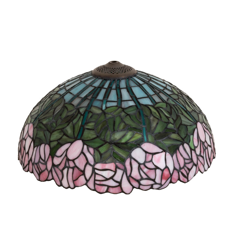 Abat-jour fantaisie en verre (vert) rose / bleu / bleu Cab H 8 po x l 16 po