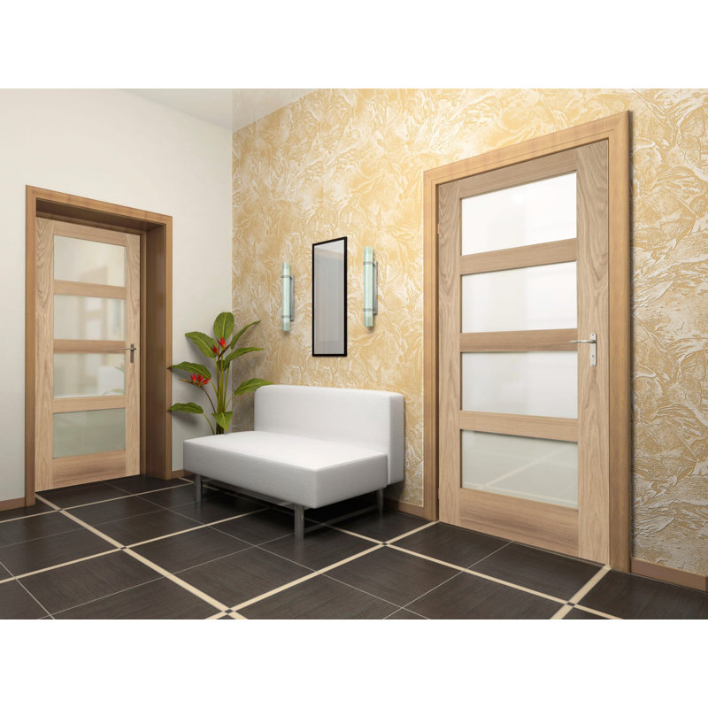 Beckson Oak Shaker 4 Light Frosted Glass Internal Door, 68.6" W x 198.1" H