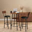 Ensemble de tables de bar rondes brun 3 pièces avec 2 tabourets en polyuréthane, bistro compact en bois aggloméré pour coin cuisine