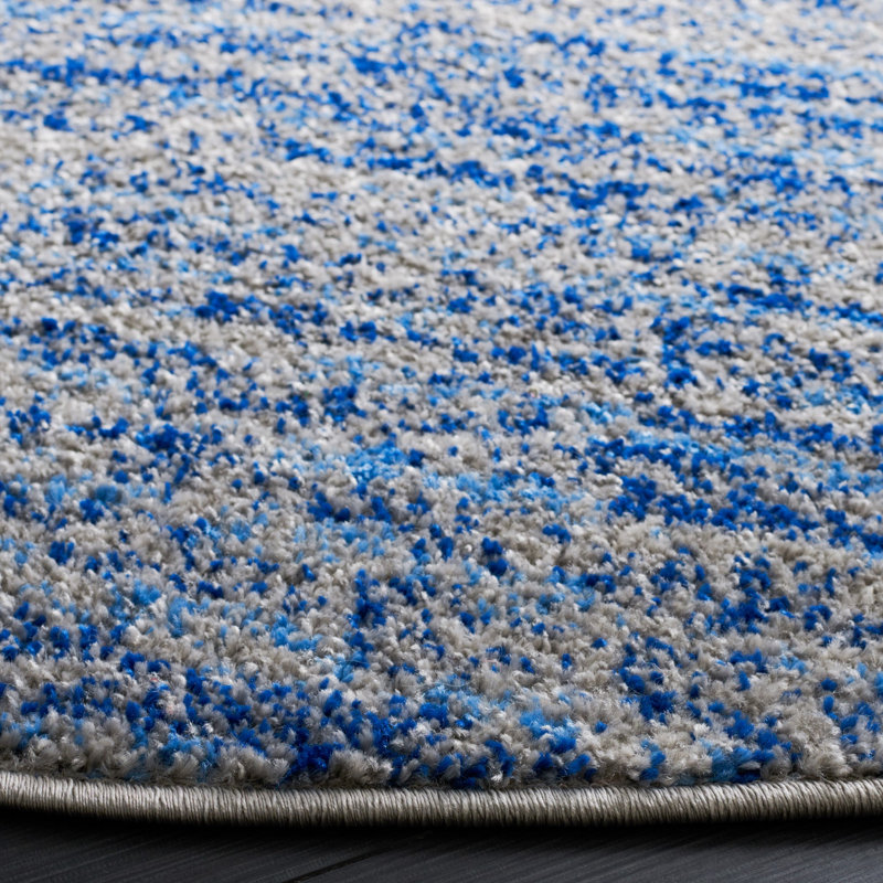 Tapis gris à motif abstrait Riebe, Rond 6 pi