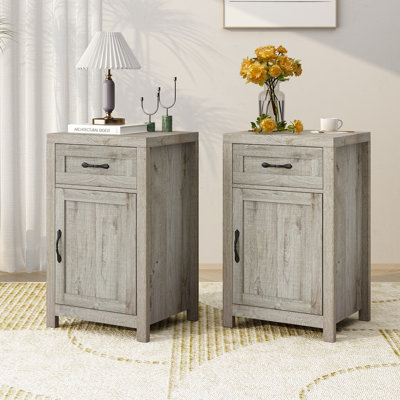 Set Of 2 Nightstand With Drawer