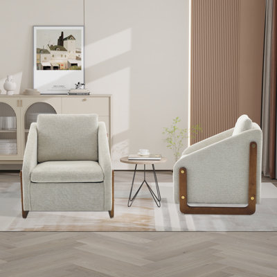 Fauteuil d'appoint rembourré avec base en bois (ensemble de 2)