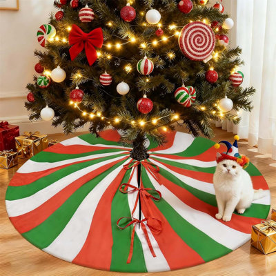 Jupe d'arbre de Noël 48 po - Menthe poivrée rouge et sucette - Décorations de Noël d'Halloween amusantes