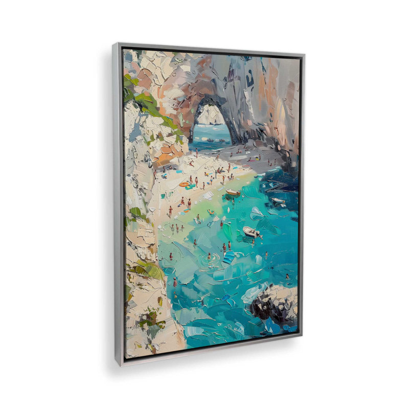 Impression sur toile Azzuro Cove, 20 po x 30 po, Cadre flottant en chrome poli