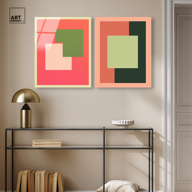 Ensemble de décorations murales abstraites et abstraites à impression acrylique par Art Remedy, prêt à accrocher, 20 x 24