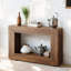 Console rectangulaire brune avec base en bois manufacturé pour espaces confortables