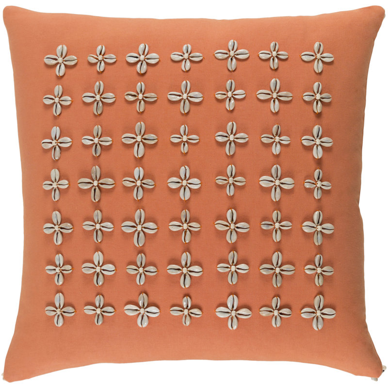 Lelei Floral Cotton Throw Pillow, 22" H x 22" W x 4" D, Orange