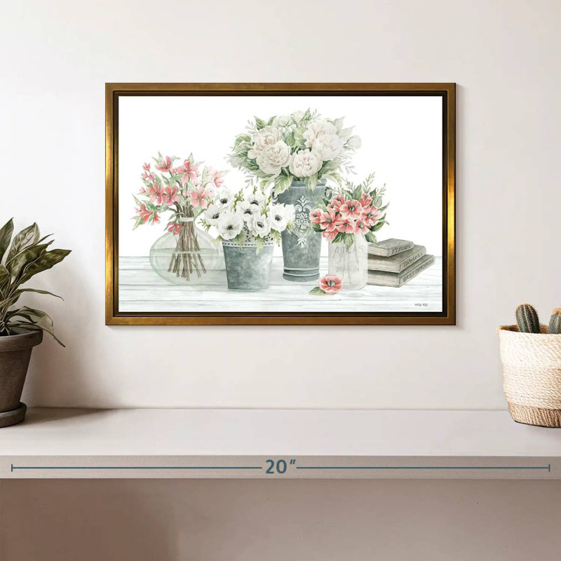Fleurs de ferme, Cadre flottant doré, 13 po x 9 po