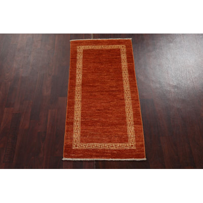 Tapis de couloir oriental Karell Gabbeh Kashkoli orange noué à la main 2 x 5