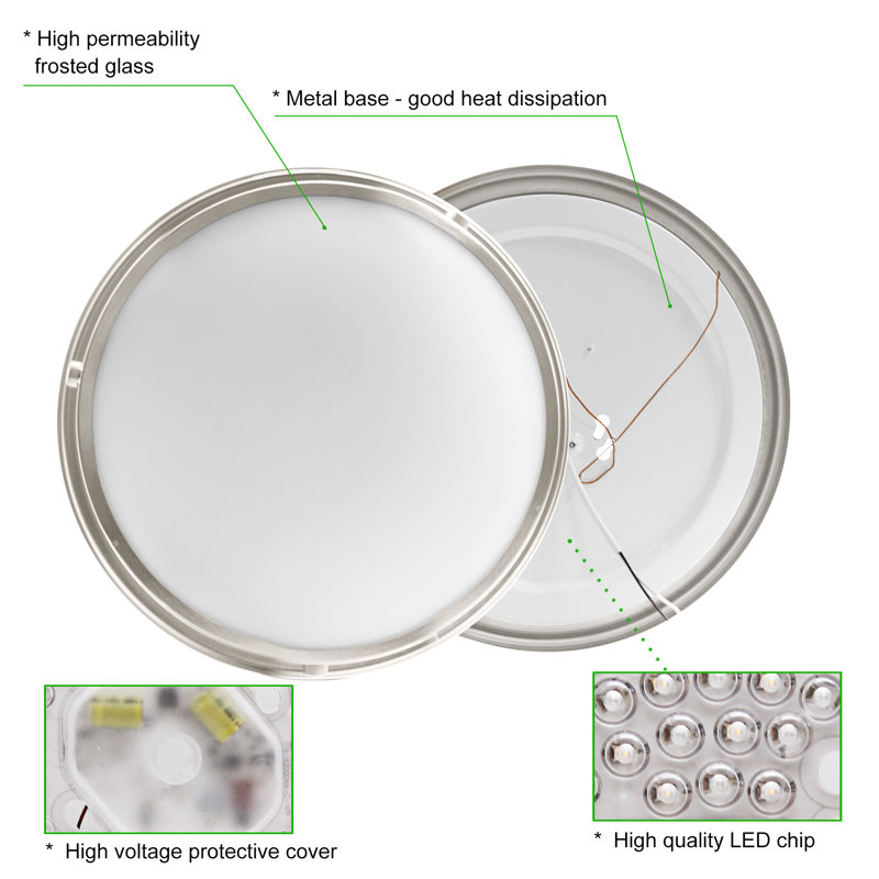 Glass LED Flush Mount, 4' H x 16" W x 16" D