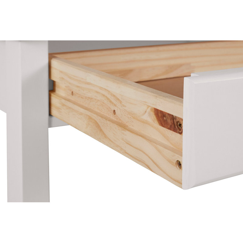 Waddell Solid Wood Writing Desk, White, White, 80cm H x 140cm W x 60cm D