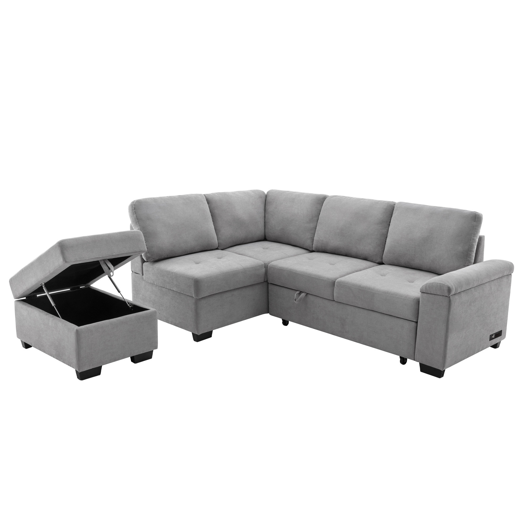 Latitude Run® Sleeper Sectional Sofa, LShape Corner Couch SofaBed