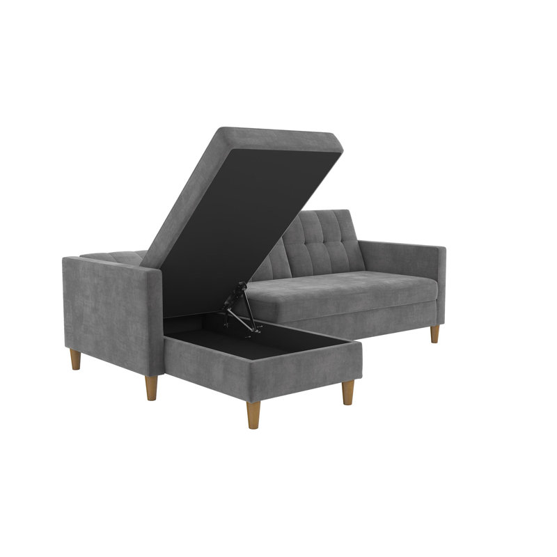 Williston 129.54cm Wide Rectangle Solid Colour Ottoman with Storage, Grey