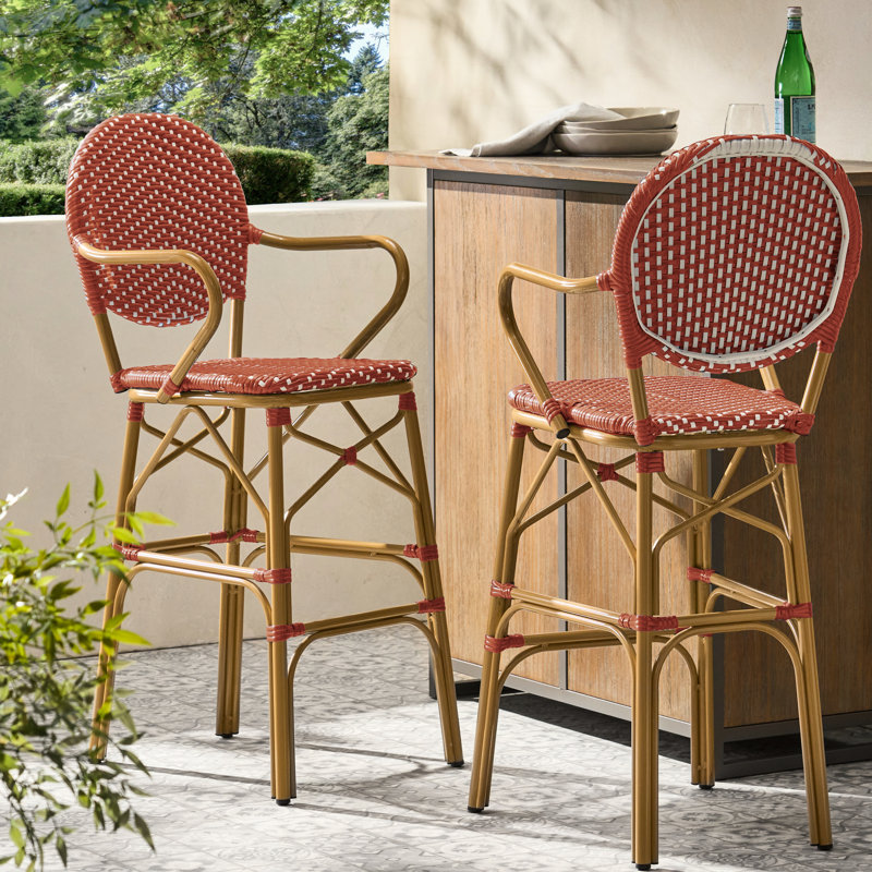 Extérieur et aluminium français, rouge, siège de 29,5 po, rouille, jardin et partie de 2 pour utilisation, aluminium, preuve, caractéristique