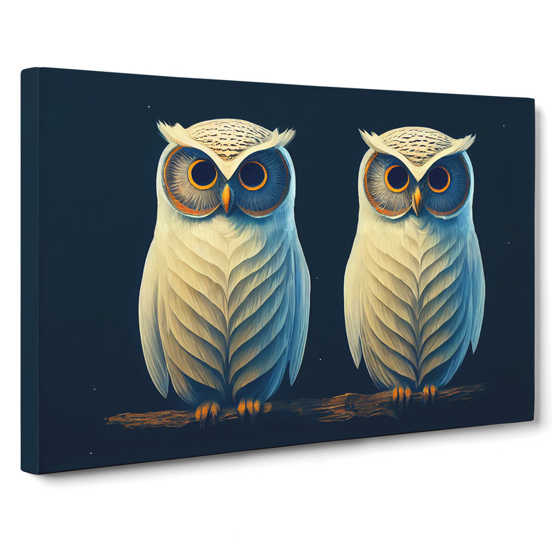 Symmetrical Owls - Wrapped Canvas, 35cm H x 50cm W x 3cm D