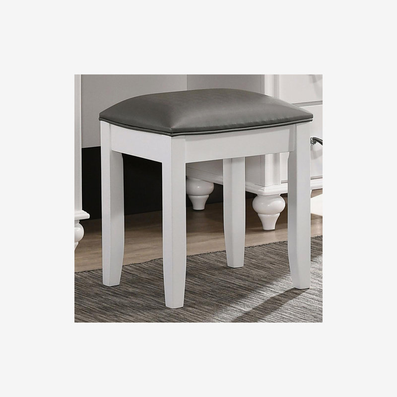Tabouret d'appoint Vyara, Gris, Blanc
