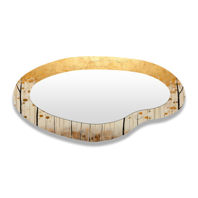 Minimalisme blanc et or forêt - Miroir mural forêt traditionnel aux formes asymétriques