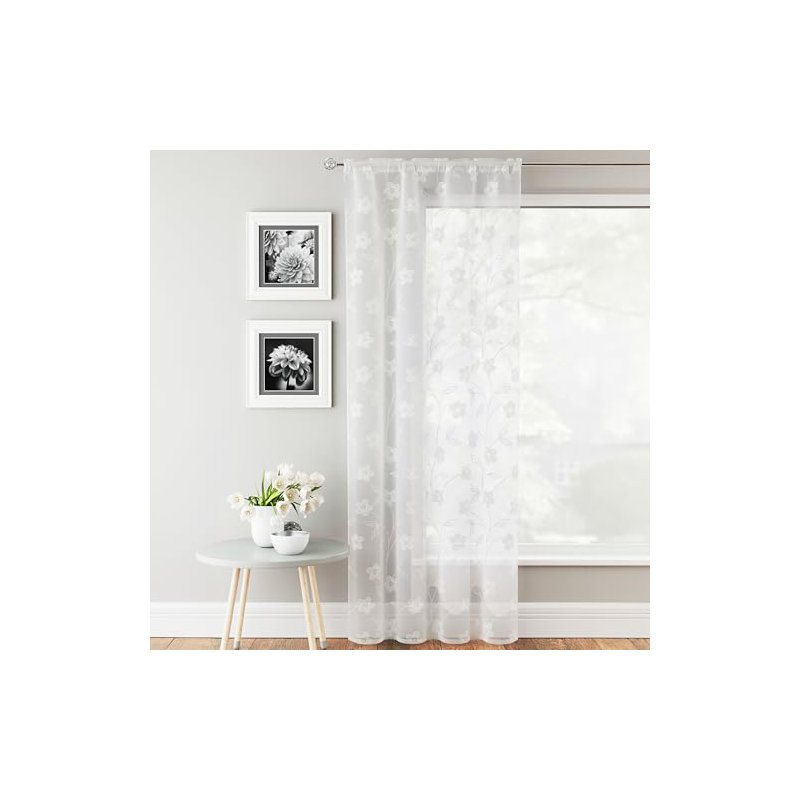 Chenut Sheer Curtain Single Panel, 55cm W x 54cm L, White