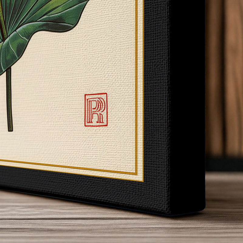 Lotus in Bloom Botanical - Wrapped Canvas, 18x12 - 45.7 x 30.5 cm, Black Border