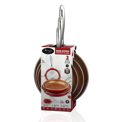 Ensemble de poêles à frire Gotham Steel, 3 pièces de poêles à frire antiadhésives en cuivre, poêles à frire antiadhésives de 8 po, 10 po et 12 po, poêles antiadhésives, poêles à omelettes, ustensiles de cuisine, sans pfoa, va au lave-vaissell