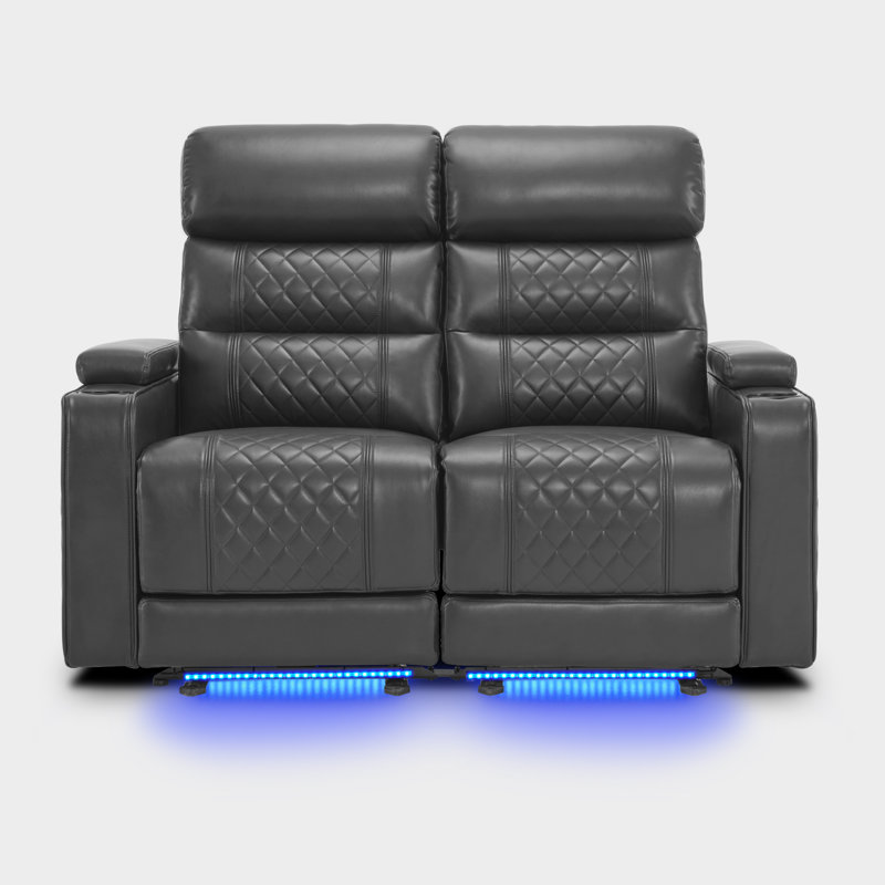 Power Recliner Loveseat Sofa With Adjustable Headrest, Home Theater Seating, Gray