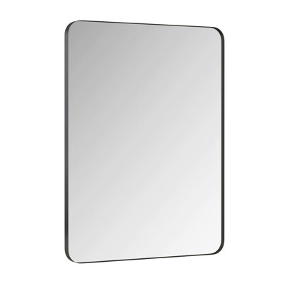 Metal Framed Black 24X36 Inch Bathroom Dressing Vanity Mirror - Elegant For Bedroom, Living Room & Rectangular Stylish Bathroom, Bedroom