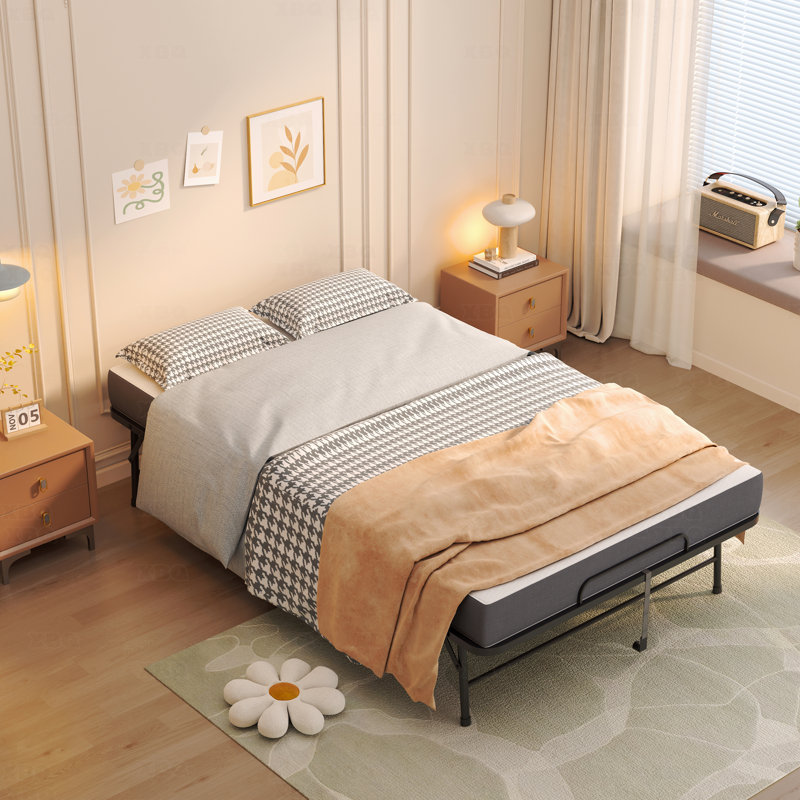 Lit simple, grand lit pliant de 75 po x 46 po pour les personnes de grande taille, lit escamotable extra long et large avec mousse à mémoire de forme de 5 po, lit d'invité robuste d'une capacité de 450 lb, lit portable spacieux