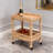 Bali & Pari 2-Tier Natural Rattan Bar Cart With Wheels, Mobile Wine And Beverage Serving Cart With Open Shelf Storage