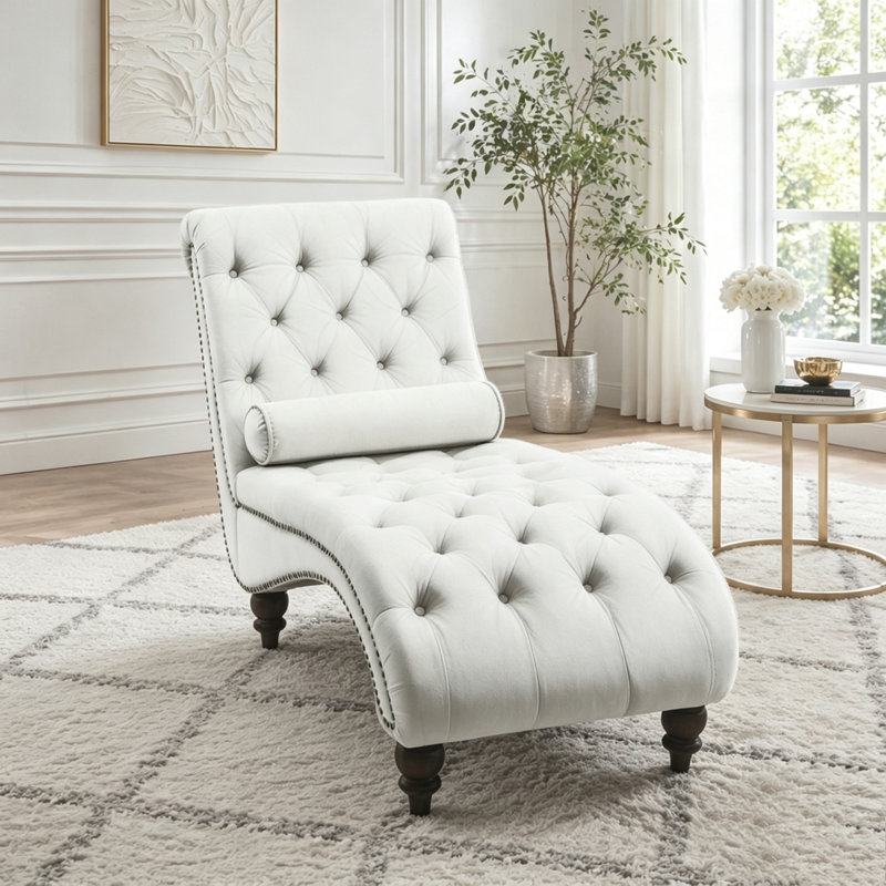 Fauteuil inclinable en velours capitonné