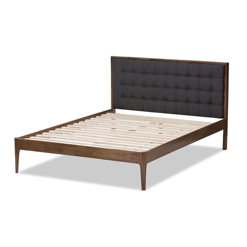 Anaijah Upholstered mid-century feel, King Platform Bed, Walnut 77.22'' W X 85.24'' L X 41.34'' H, King