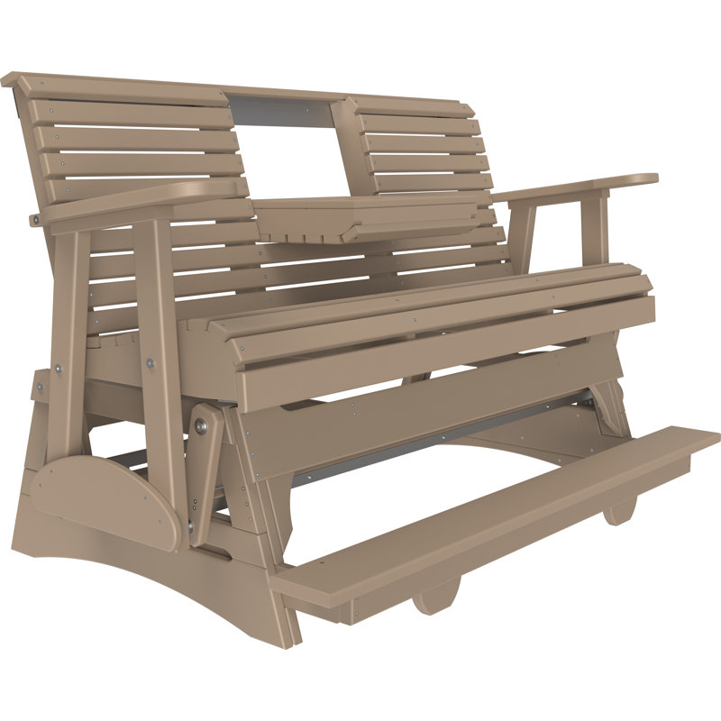 Banc d'extérieur coulissant en polywood, Brun foncé
