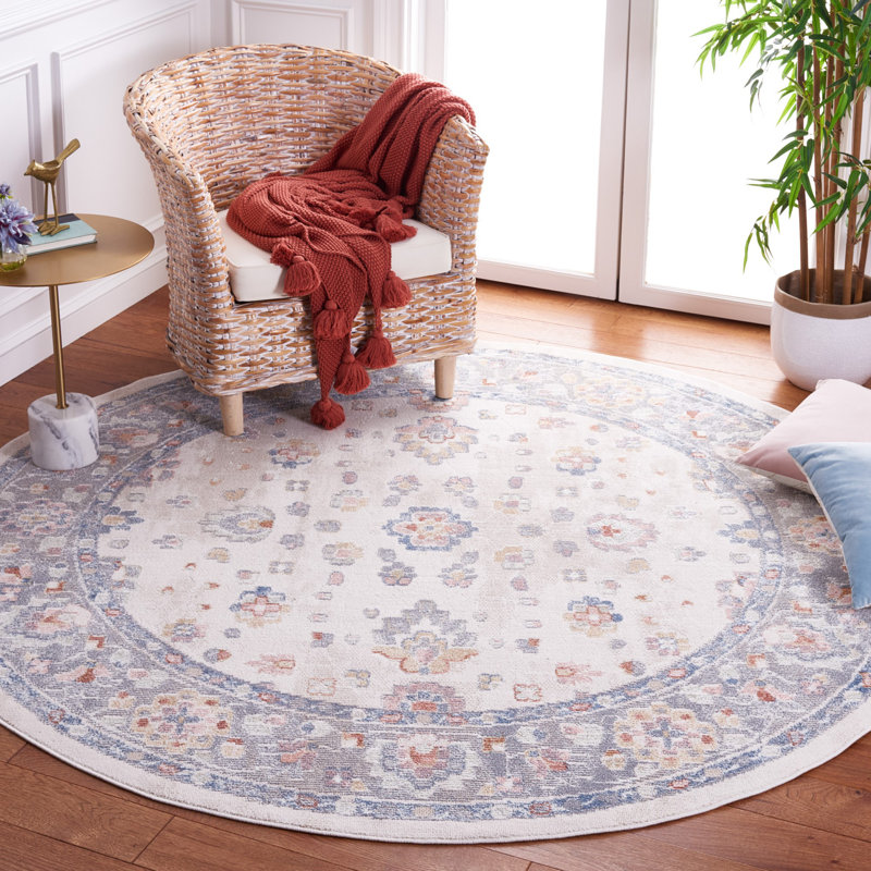 Tapis beige / gris Naghibi Blair, Rond 6 pi 7 po