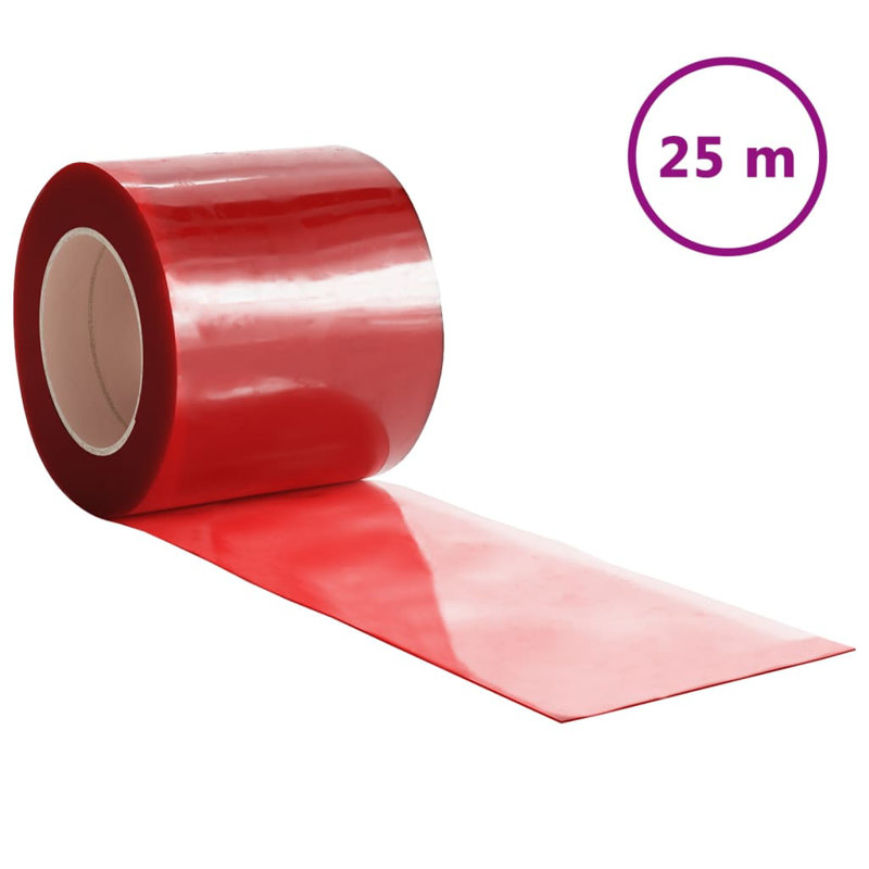 Waterproof Plastic Sheer Curtains, Width 20 x Drop 250 cm, Red