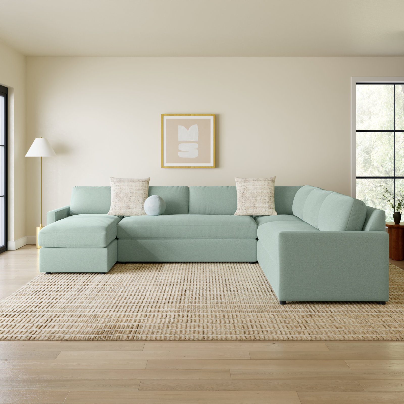 Damari Upholstered U-Sectional, Left Hand Facing, Macarena Beige Basketweave