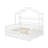 House Bed With Trundle And Storage Shelf, Wood Bed Frame With Roof And Safety Guardrail-1892447802