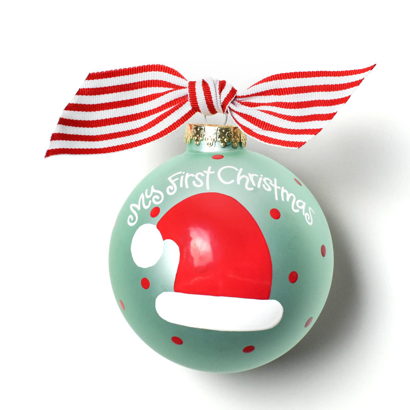 Ornement boule de verre my first christmas, Bleu