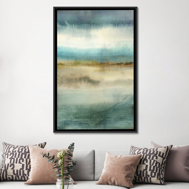 « blue rétablissement », reproduction sur toile, H 26 po x l 18 po x P 1,5 po, Toile avec cadre noir, Pas de tapis