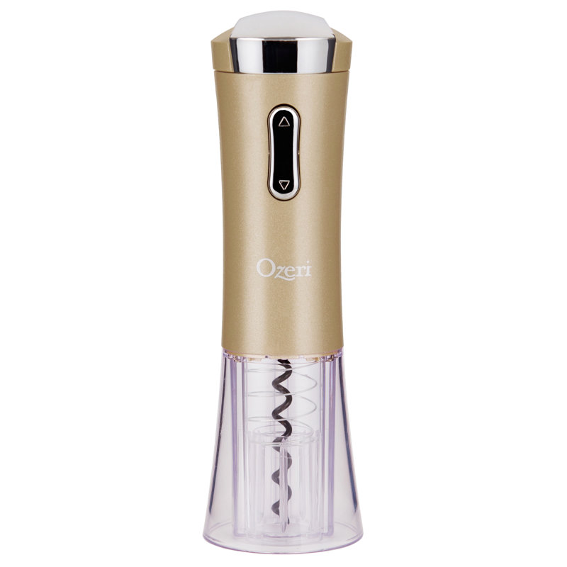 Gold Glossy Electric Wine Opener with Foil Cutter and Stopper