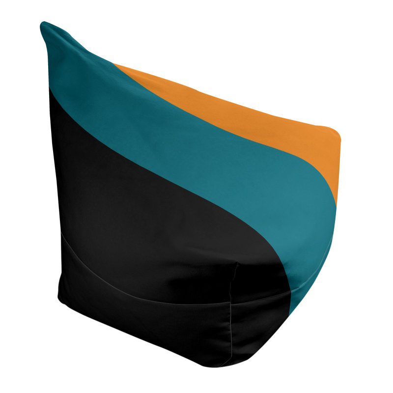 Bean Bag Cover, 42" H x 38" W x 2" D, Black/Deep Pacific Teal/Burnt Orange