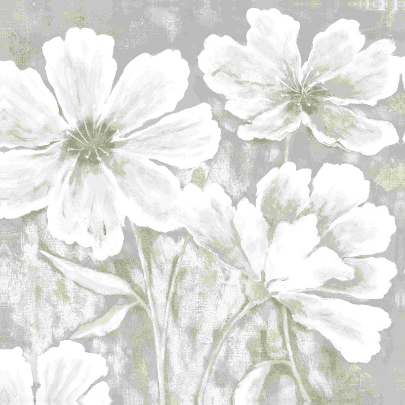 Fleurs blanches / beige, H 12 po x l 12 po