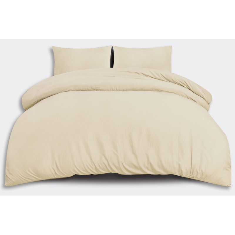 Jermelle Microfibre Modern & Contemporary Duvet Cover Set, Beige