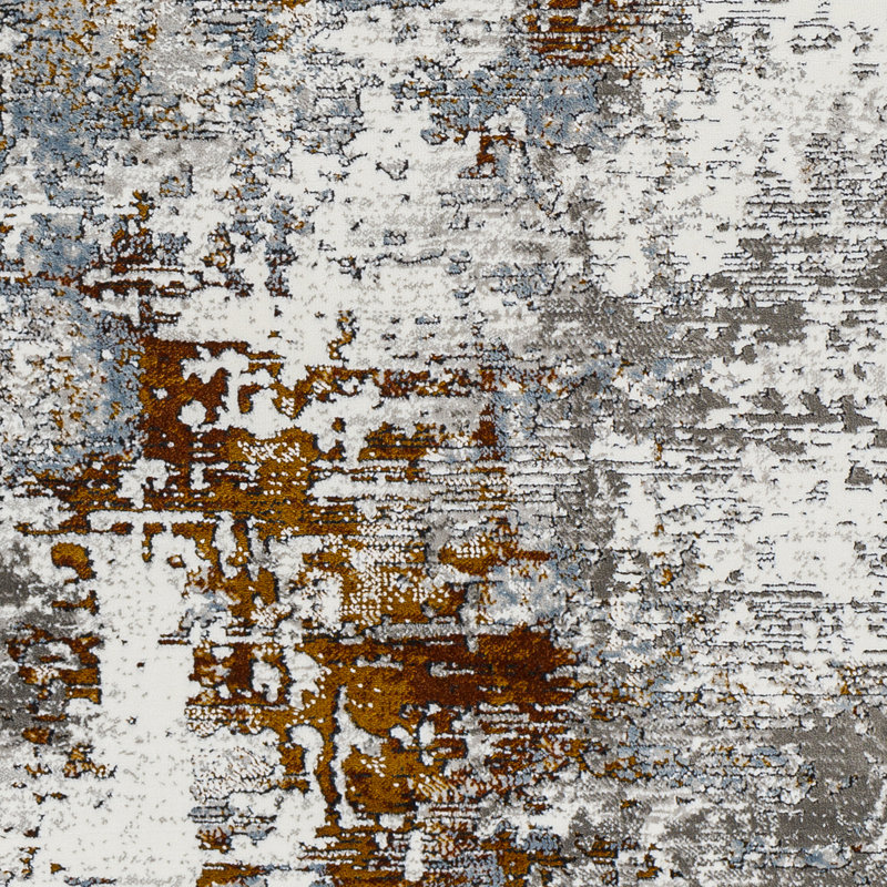 Rectangle Pyrrha Abstract Machine Woven Polyester Area Rug in Rust, Rectangle 5'3" x 7'3"