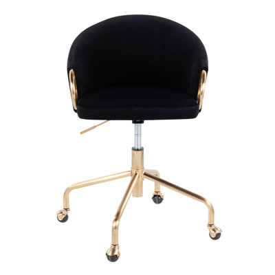 Chaise de travail en métal doré et velours noir