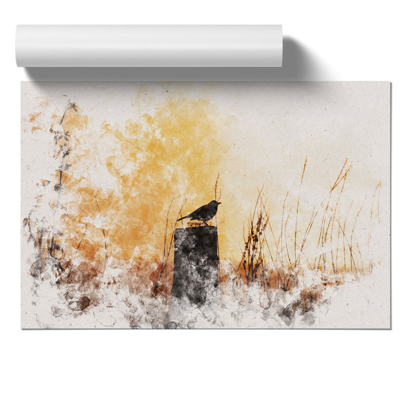 Blackbird Watercolour - Frameless Print, 30cm H x 42cm W x 0.1cm D