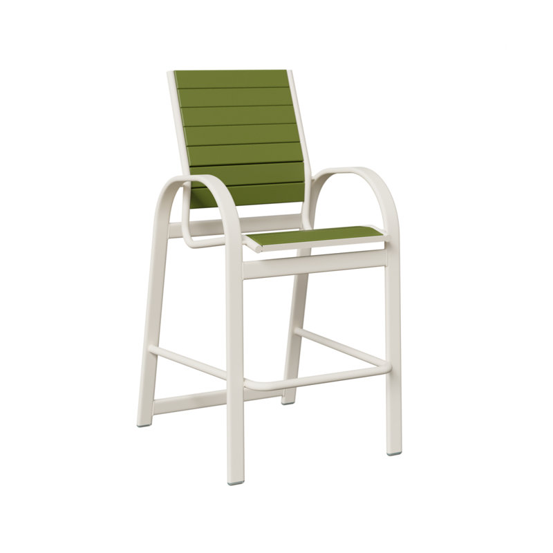  Chaise de bar Murphy en aluminium vert kiwi avec base en blanc mat, Vert kiwi
