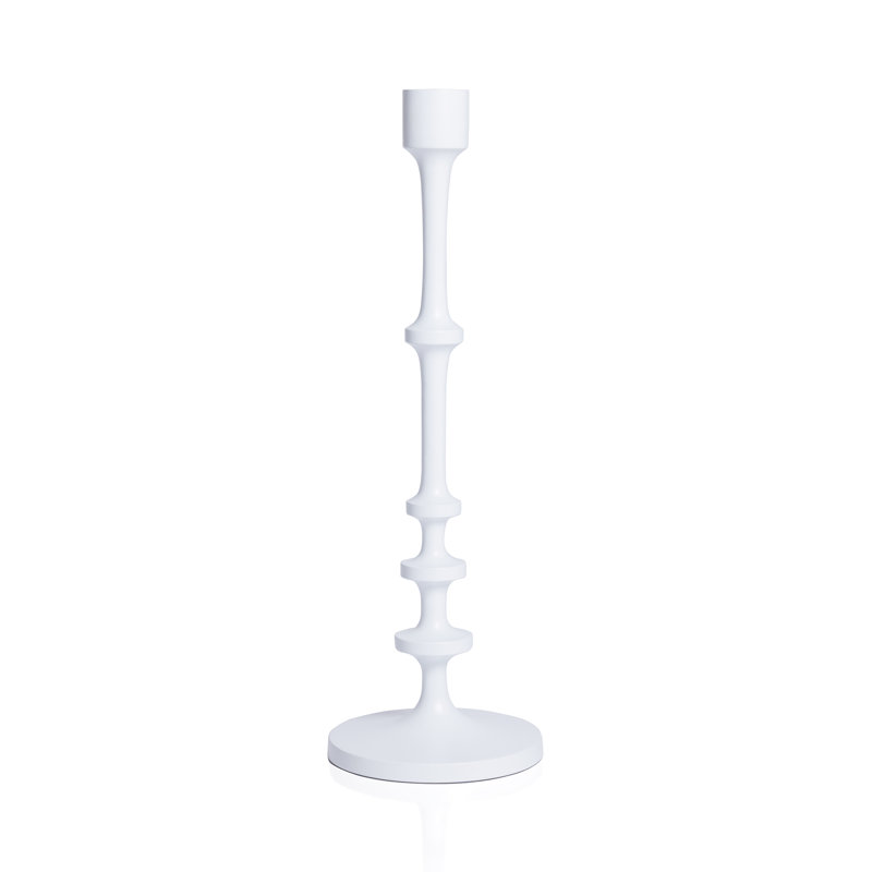 Lilou Matt White Metal Taper Candle Holder, 18.5" H x 6" W x 6" D