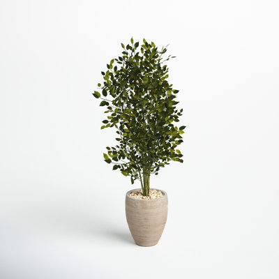 53'' Faux Ficus Tree in Earthenware Planter