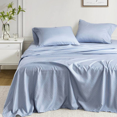 Édredon à motif floral bleu avec draps de lit - Microfibre douce, édredon Ensemble, draps, drap-housse élastique